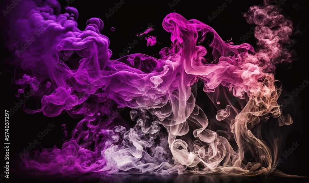  a group of smokes with different colors on a black background with a black background and a purple 