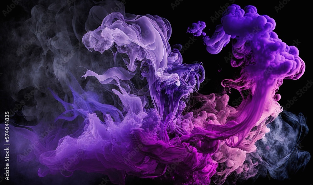  a group of colored smokes floating in the air on a black background with a black background behind 