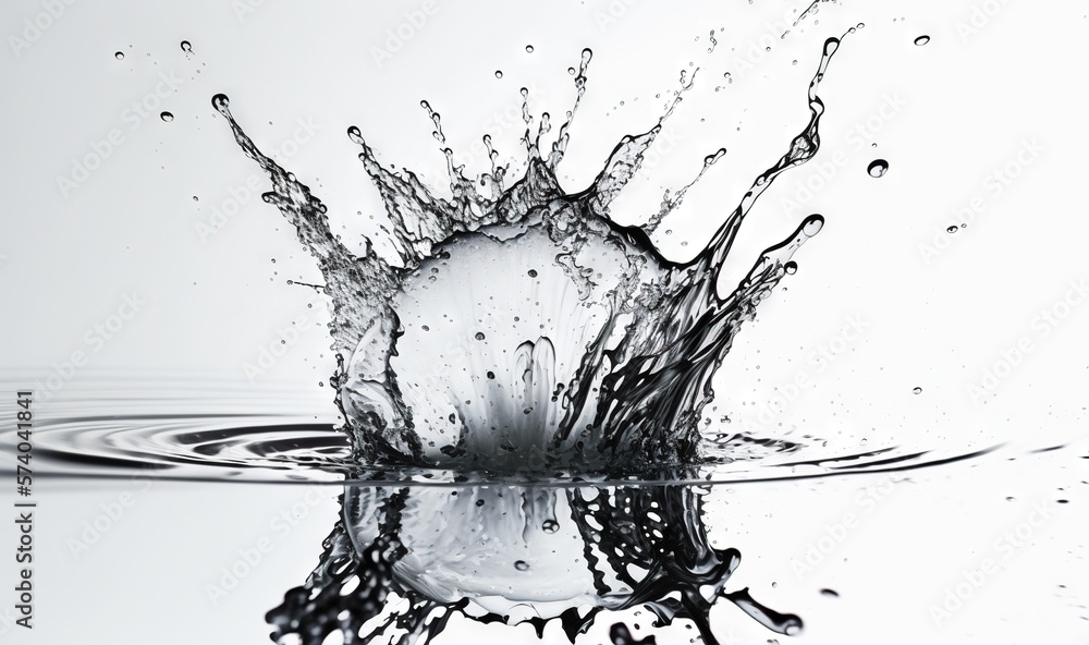  a water splash with a white background and a black and white image of a water drop with a white bac