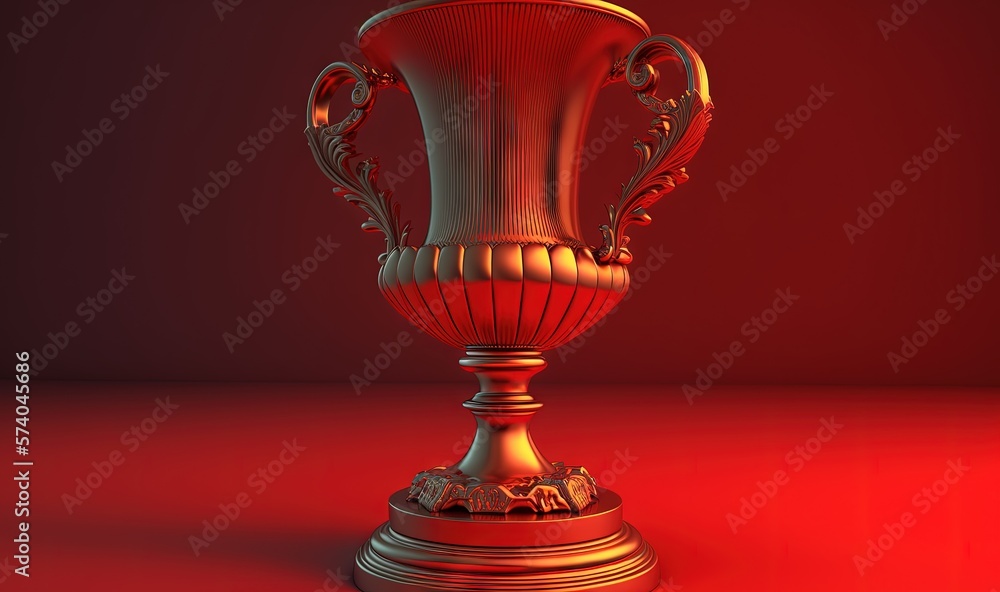  a red vase sitting on top of a red table next to a red wall and a red floor with a red light in the