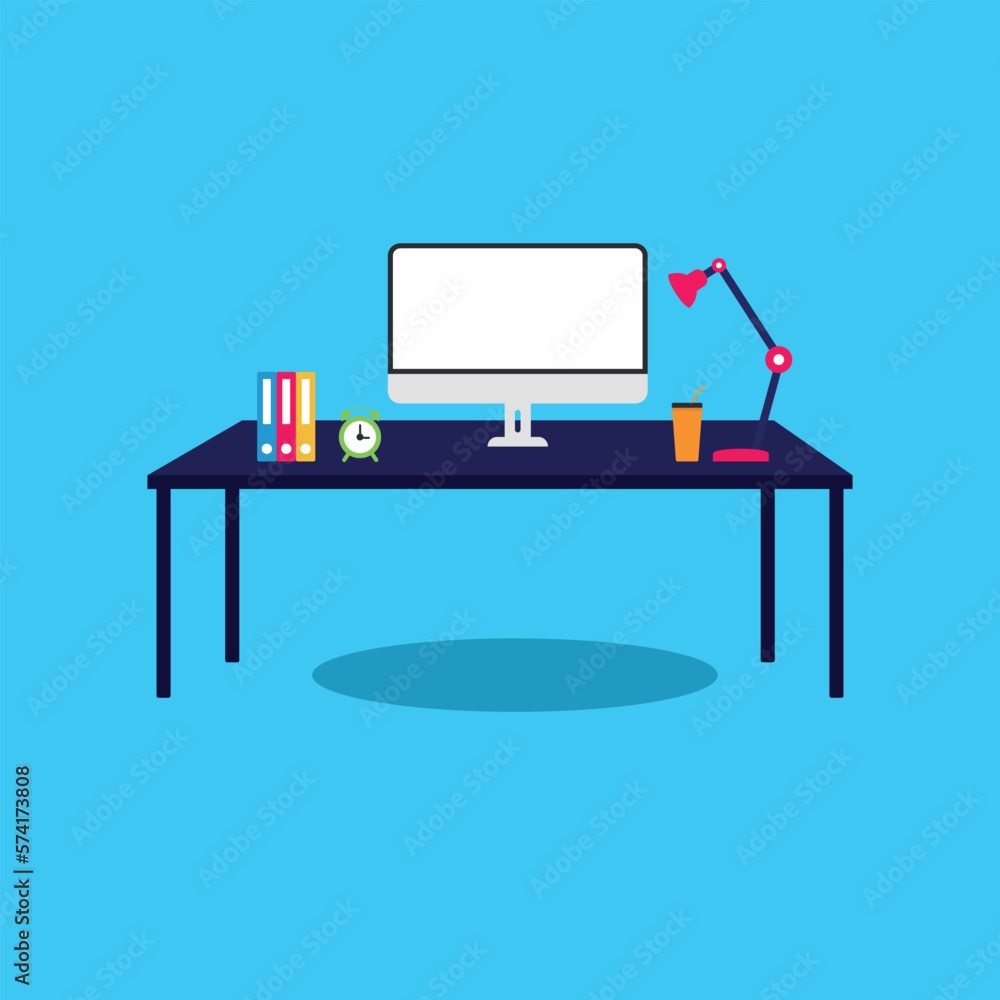 illustration of a desk with a computer