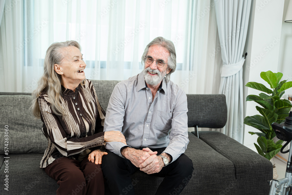 Dreamy middle aged senior loving retired family couple are hugging,Enjoying peaceful moment relaxing