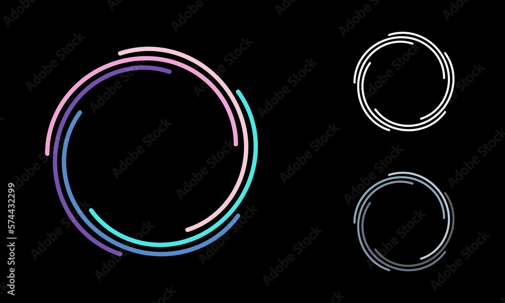 Color vector lines in round form. Geometric art lines in circle. Trendy design element for frame, lo