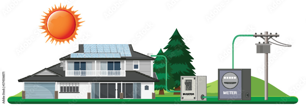 Solar energy with house and solar cell