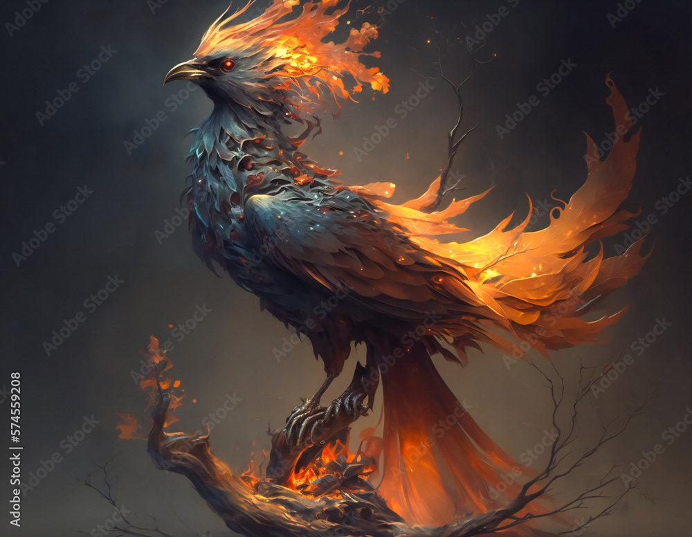 Mythological Phoenix. Created with Generative AI technology.