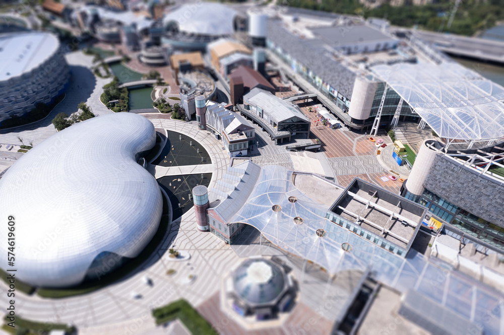 Aerial photography of modern urban architecture scenery in Qingdao, China