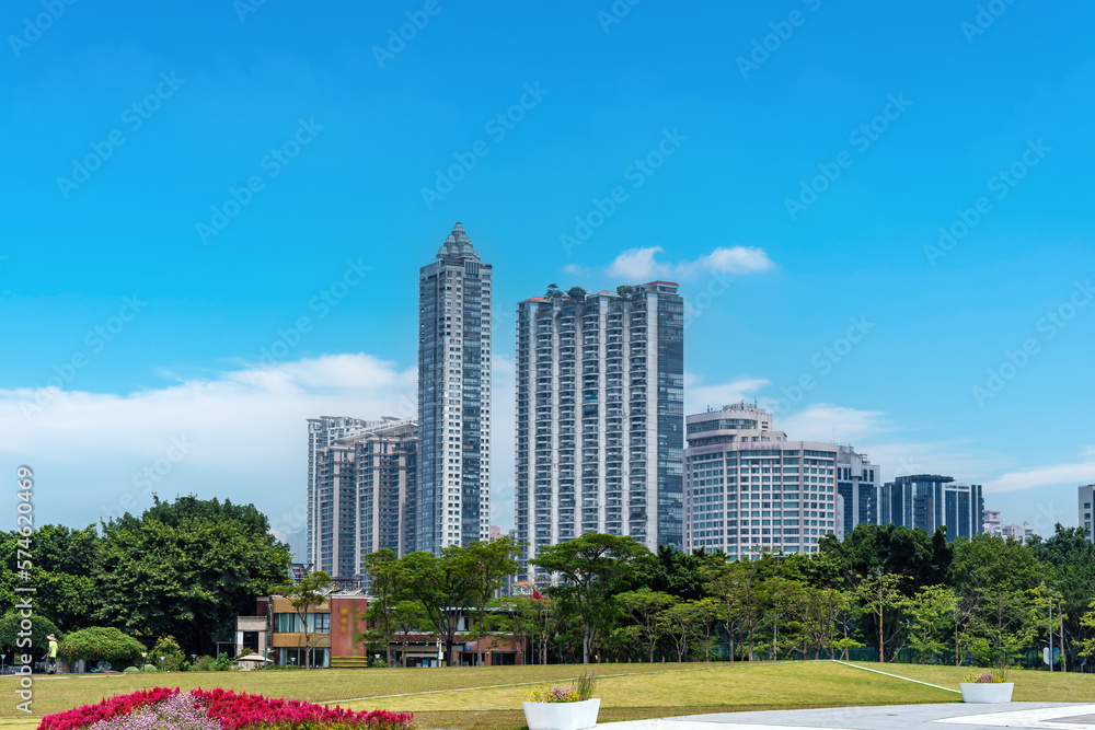 Skyline of urban architectural landscape in Guangzhou