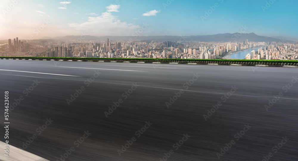 Aerial panorama view of cityscape of river min across Fuzhou in China