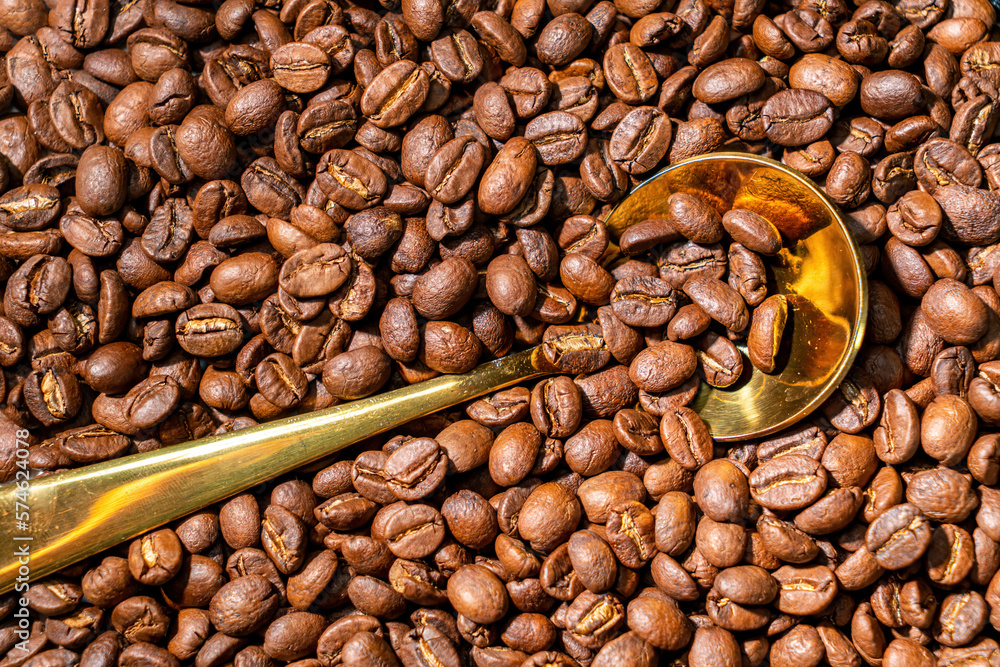 Coffee beans, background, texture, close-up