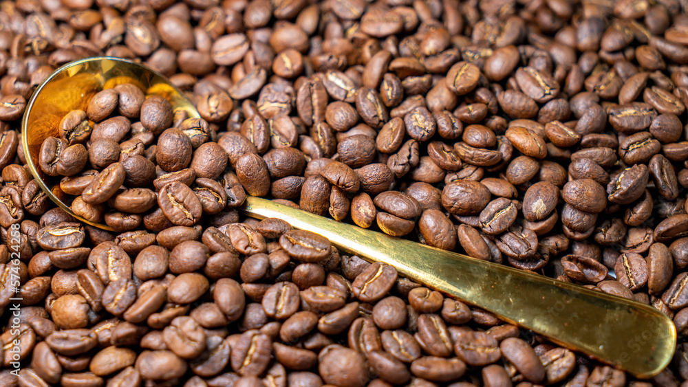 Coffee beans, background, texture, close-up