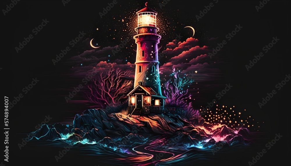 Lighthouse, symbol of vision and guidance, coastal landscape. Generative AI