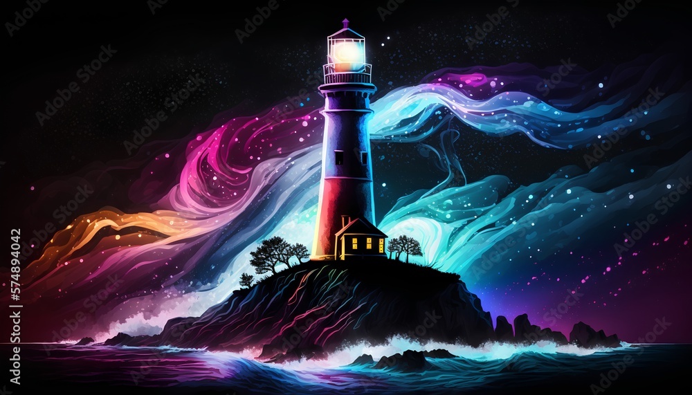 Lighthouse, symbol of vision and guidance, coastal landscape. Generative AI