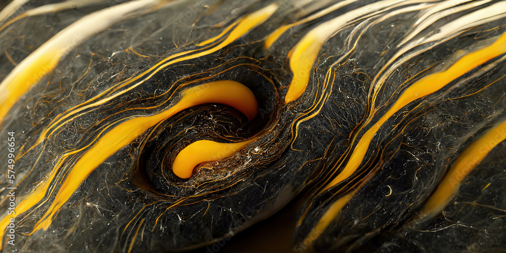 Sedate abstract marco luxurious black and gold solid turbulence wave. Swirled oil alcohol ink in mar