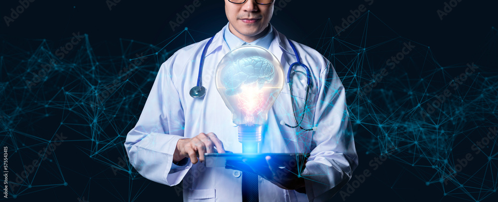 Digital doctor healthcare science medical remote technology concept AI metaverse doctor optimize pat