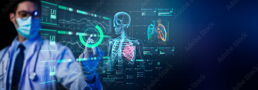 Digital doctor healthcare science medical remote technology concept AI metaverse doctor optimize pat