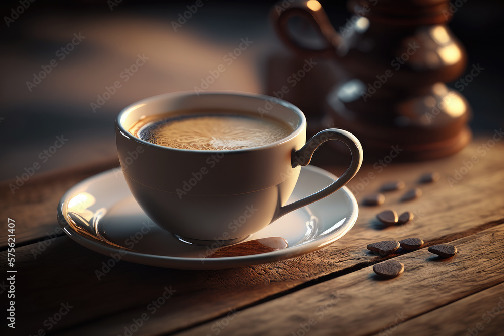 A cup of delicious strong black coffee. Illustration AI Generative