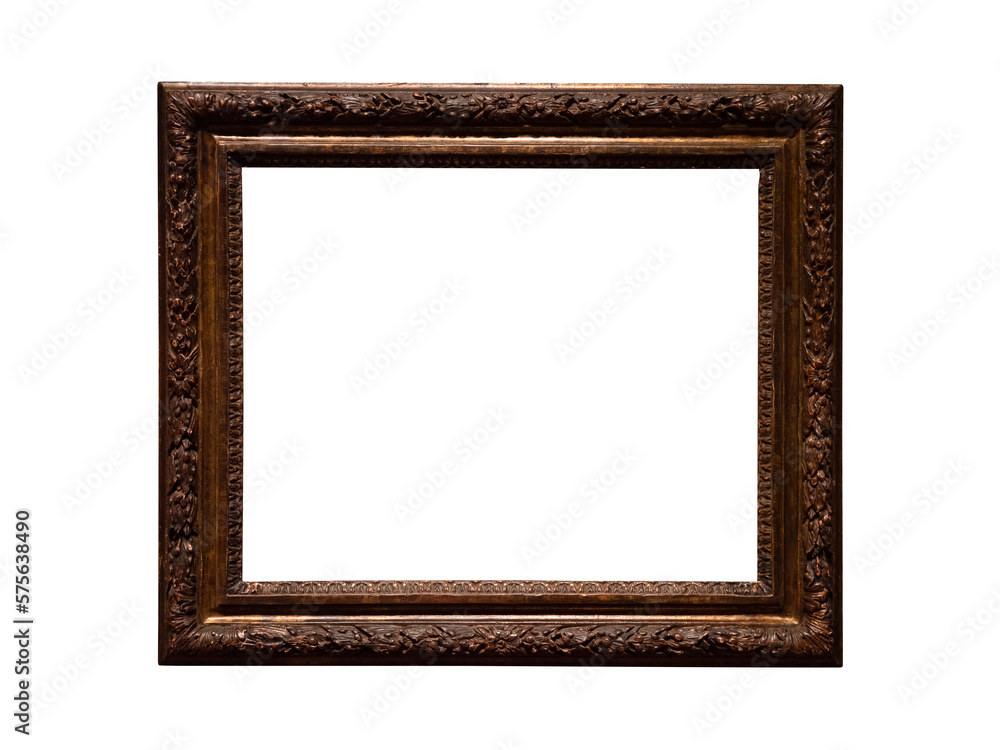 Vintage wooden frame isolated on white background