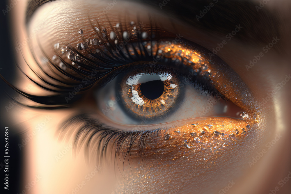 beautiful womans eyes and lashes. Illustration AI Generative