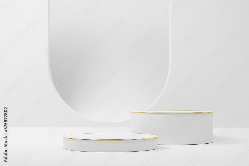 Abstract white platform podium showcase for product display 3d rendering