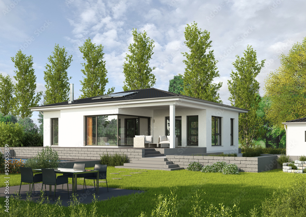 Moderner Bungalow mit Walmdach