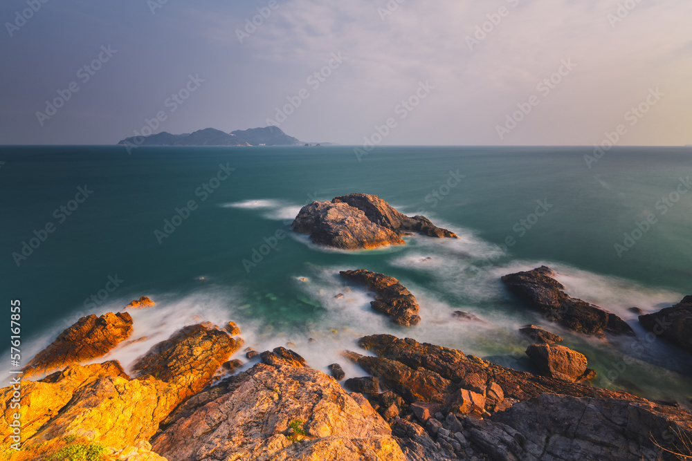 sunset on the coast, long exposure