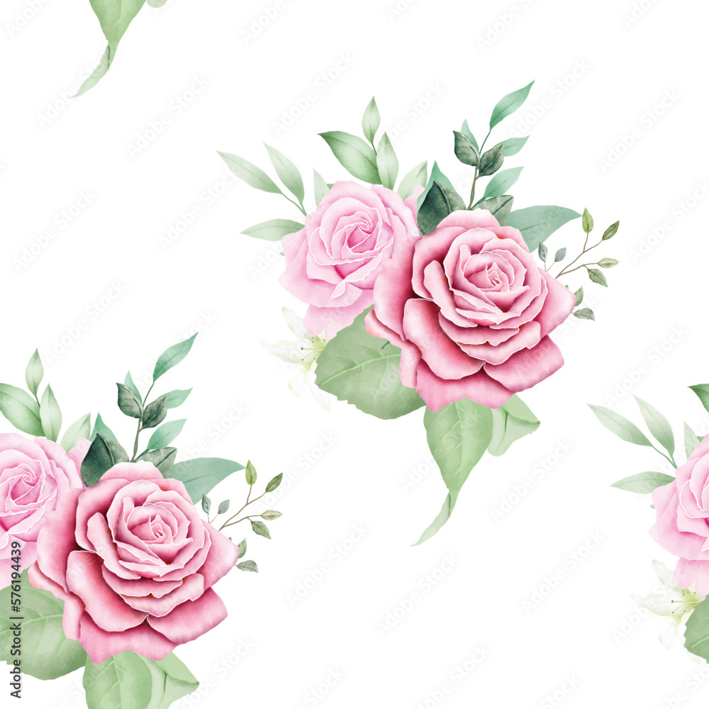 Seamless pattern Floral Rose Watercolor 