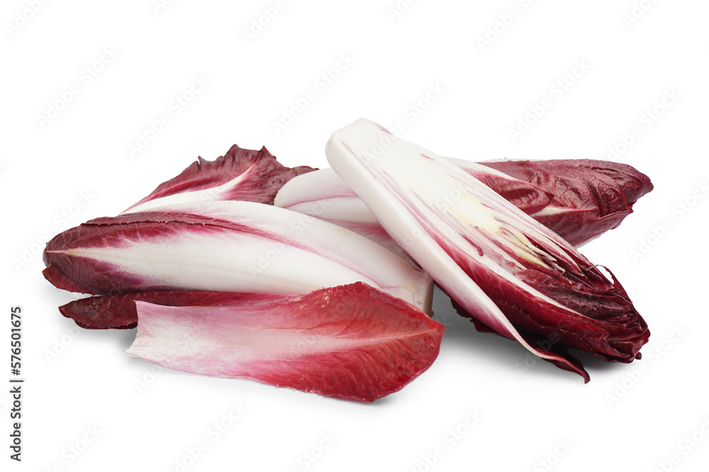 Heap of fresh red endive isolated on white background