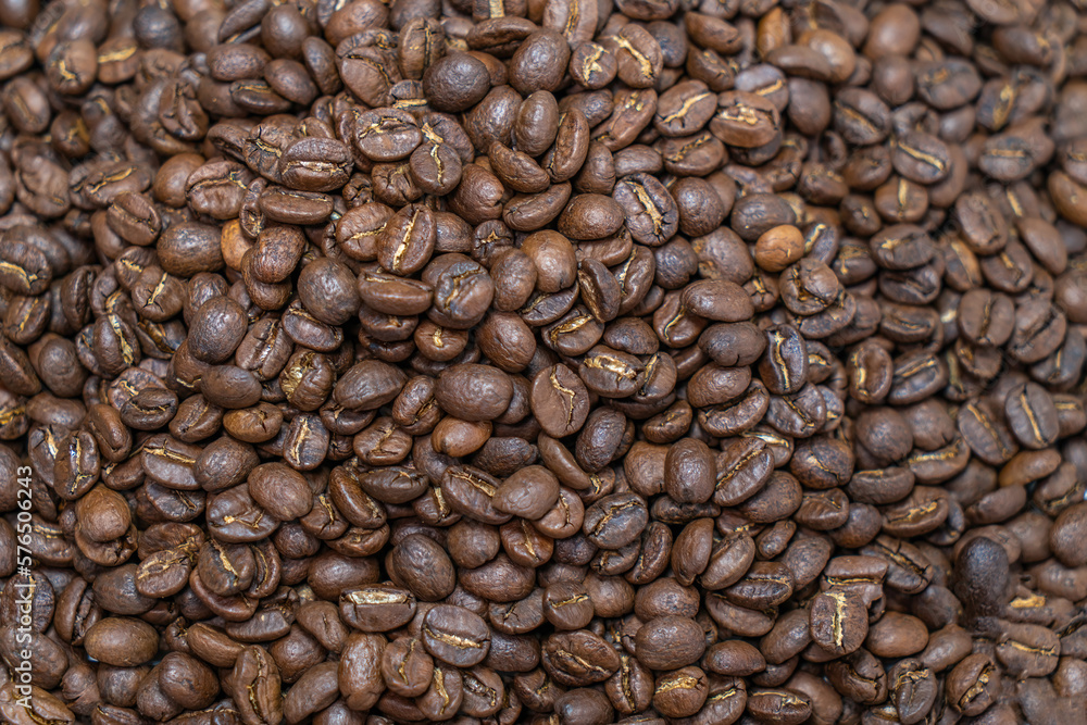 Coffee beans, background, texture, close-up