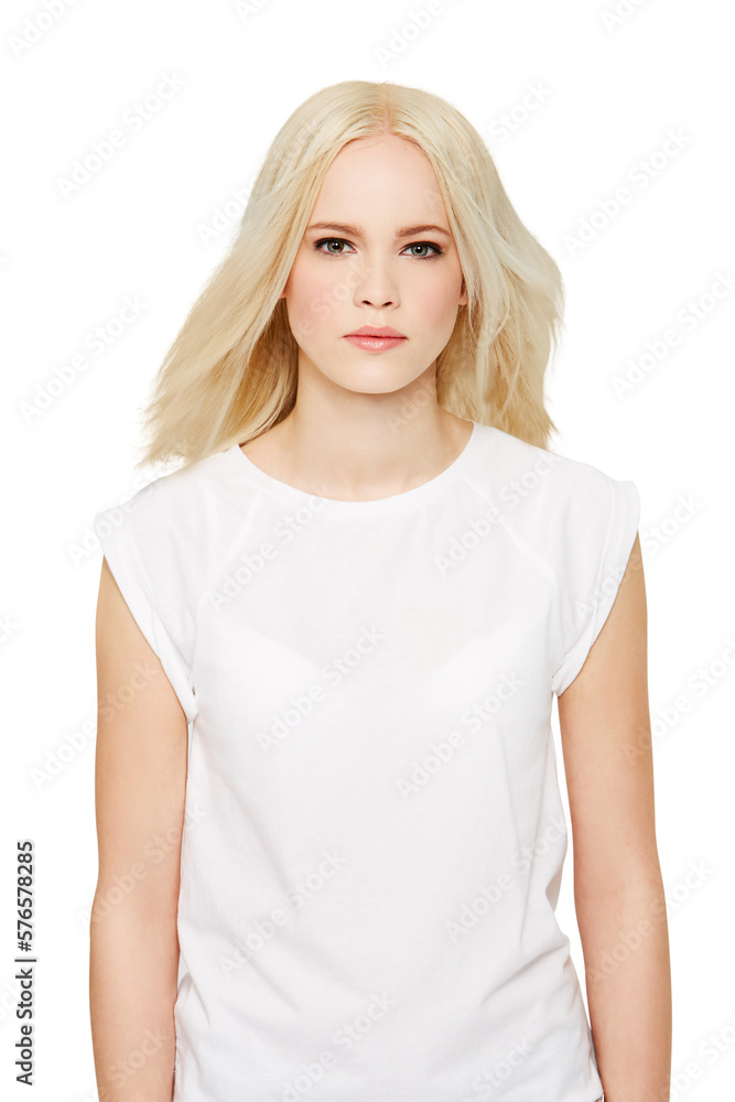 A stylish young trendy female model using natural feminine cosmetics on her face and standing in con