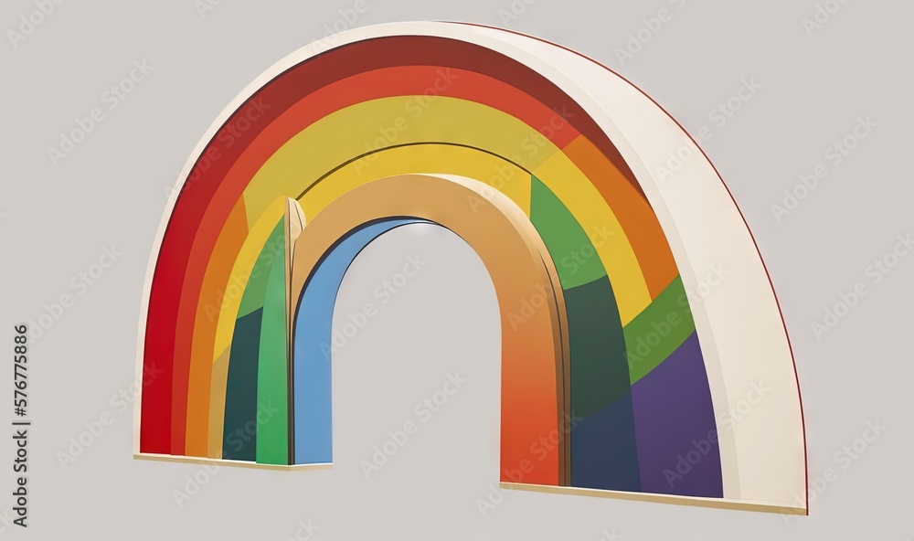  a rainbow shaped paper cut out of a piece of paper with a shadow on the bottom of it and a white ba