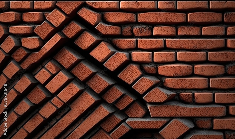  a red brick wall with a pattern of bricks on its sides and a black background with a black border 