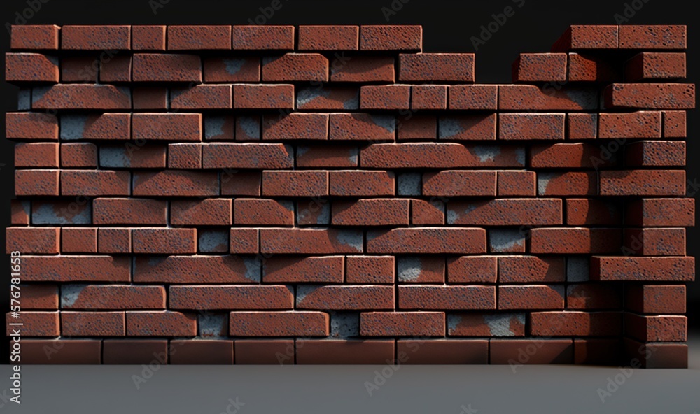  a red brick wall with a hole in the middle of it and a shadow of a person standing in front of the 