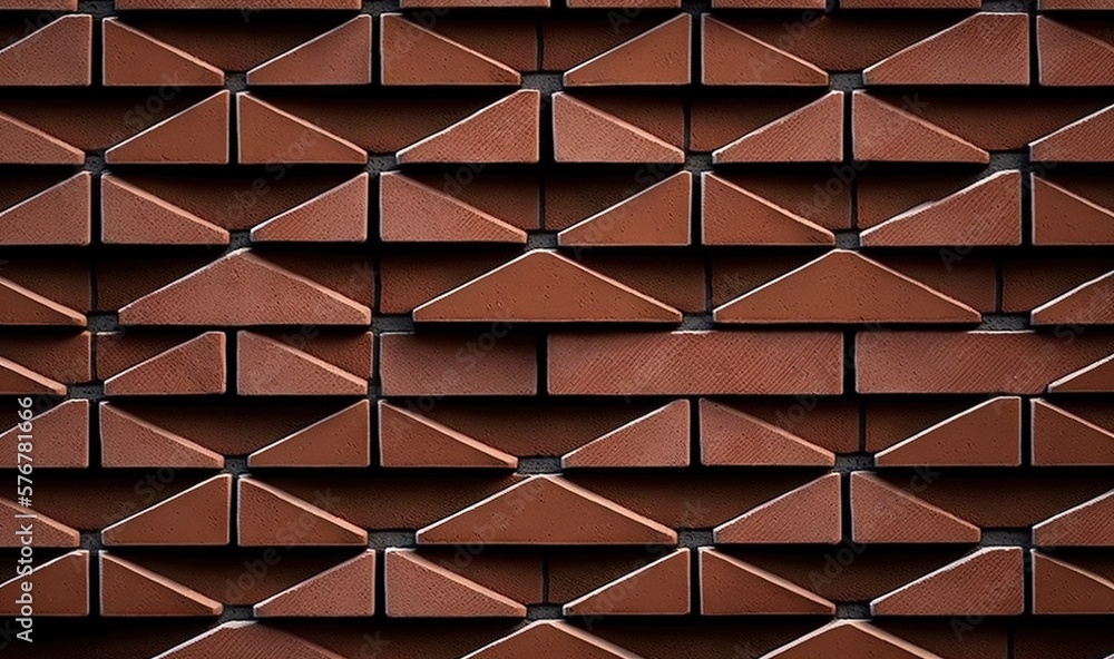  a close up of a brick wall with a pattern of small triangles on the top of it, and a black backgrou