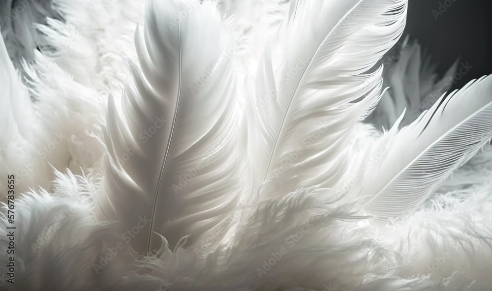  a close up of a white feather on a black and white background with a blurry effect to the feather a