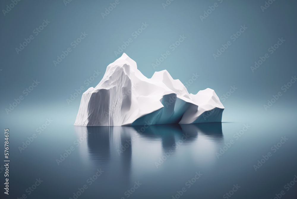 Iceberg in a ocean. White ice huge lump in water. Antarctic landscape. Generative AI