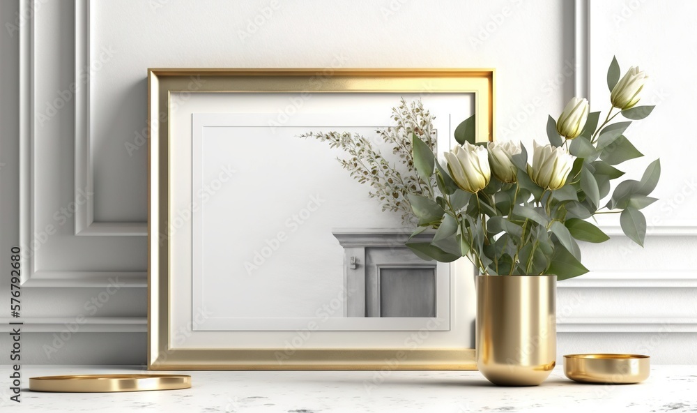  a picture frame with flowers in it next to a vase with a flower in it and a candle on a table with 