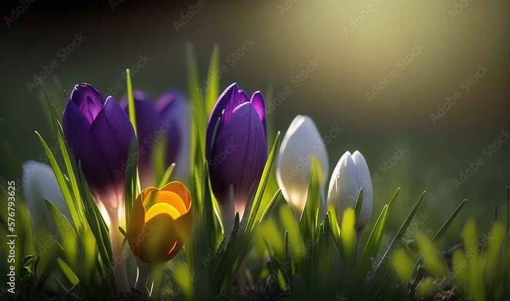  a bunch of flowers that are in the grass together on a sunny day with the sun shining on the grass 