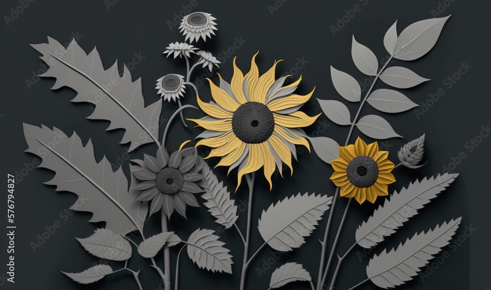  a bunch of flowers that are on a black background with a black background and a black background wi