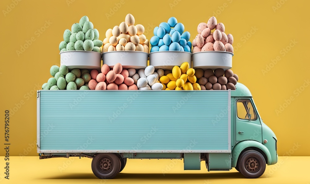  a truck with a trailer filled with lots of different types of candies in its trays on top of the t