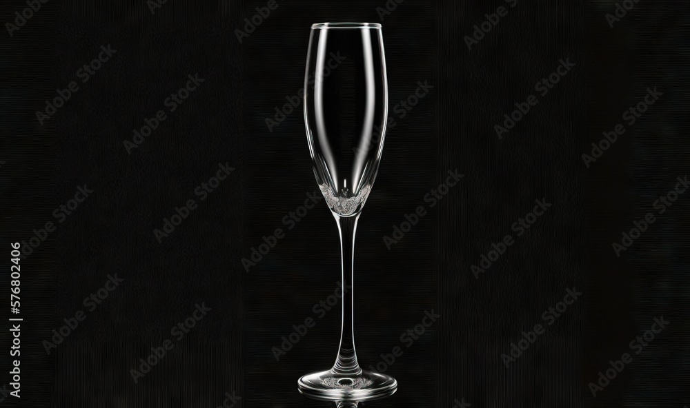  a tall glass of wine on a black background with a reflection of the wine glass in the bottom of the