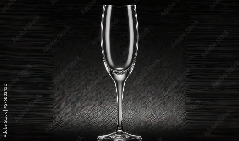  a tall glass of wine on a black background with a reflection of the wine glass in the bottom of the