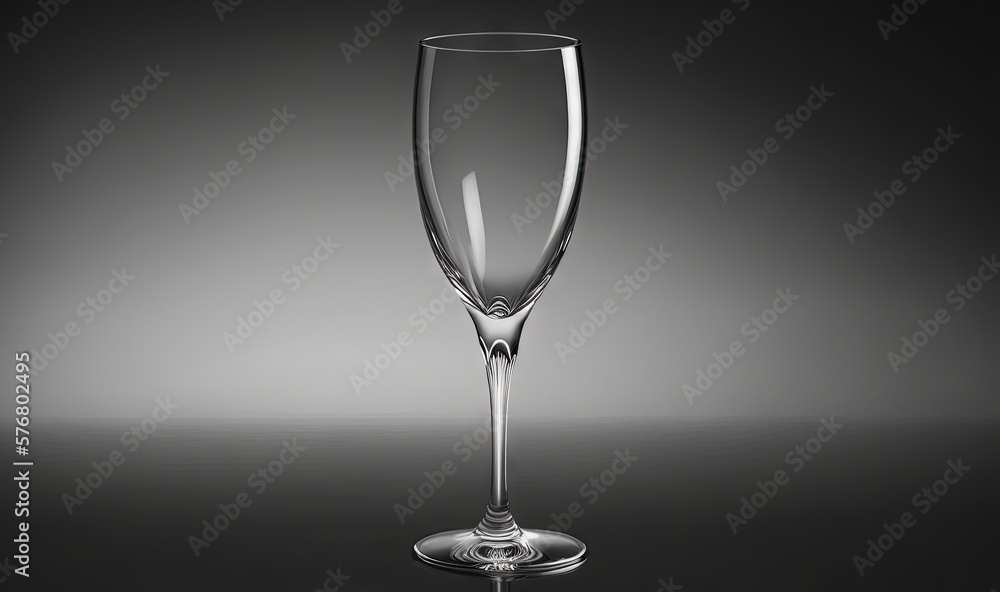  a wine glass is shown on a black background with a reflection of the glass in the glass and the bot