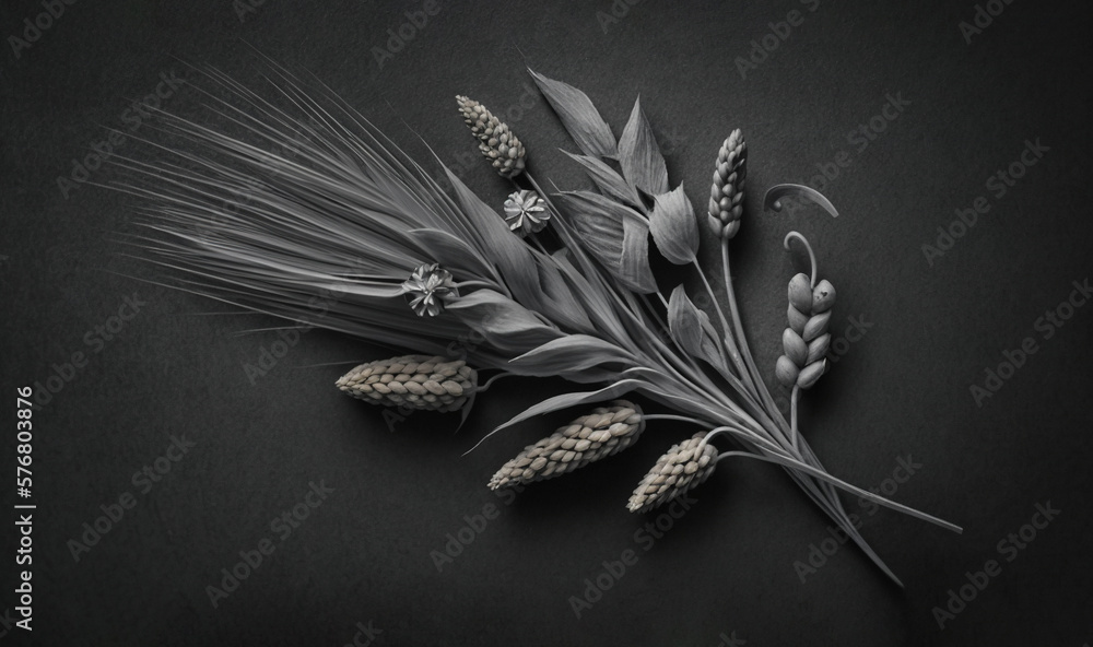  a black and white photo of a bunch of flowers on a black background with a black background and a b