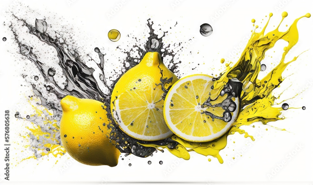  a group of lemons with splashes of water on a white background with a white background and a white 