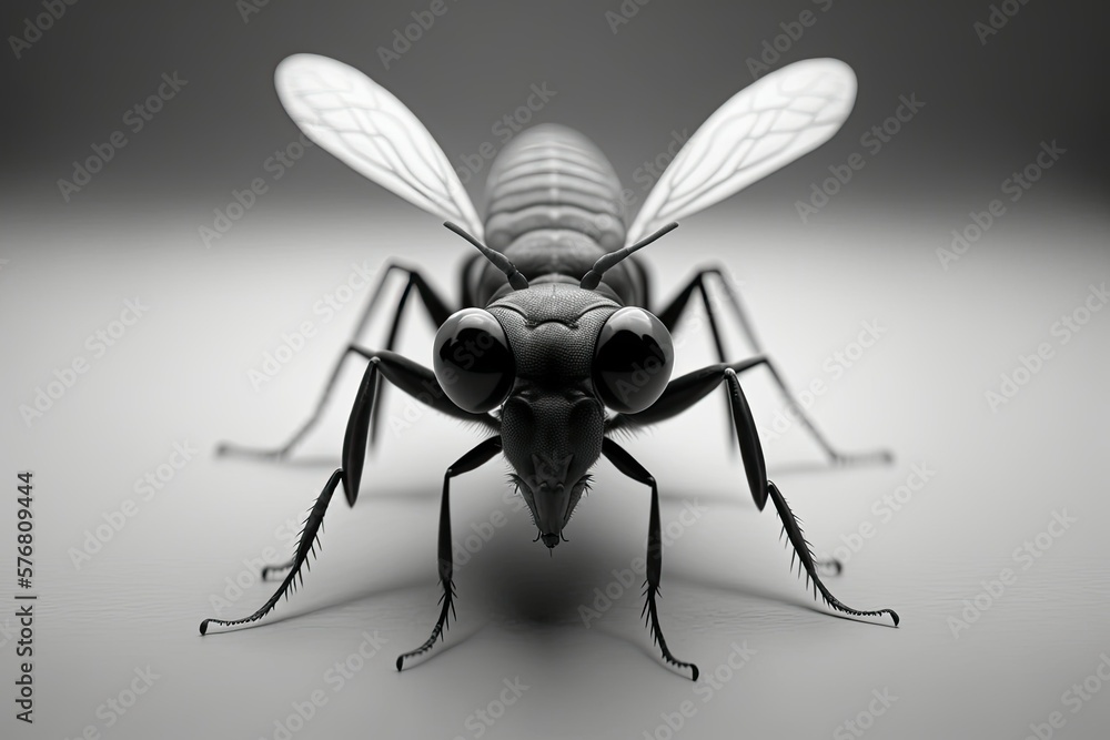 an insect photographed in extreme close up. Generative AI