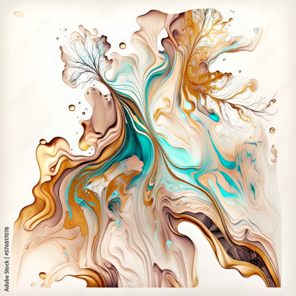 Natural luxury abstract fluid art painting in alcohol. Illustration AI Generative