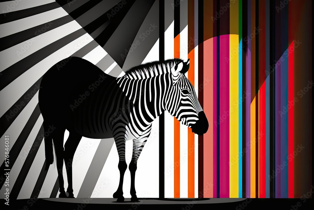 Zebra Stripes. Mix and match stripes of black and white. Colorful Abstract Artwork on a Fabric Print