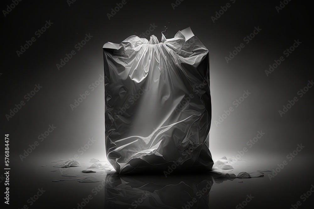 Images of trash bags on a grey backdrop. Generative AI