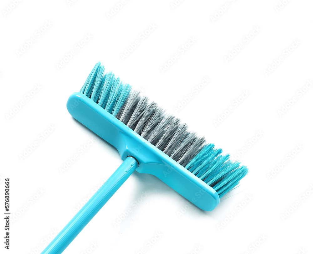 Broom for cleaning isolated on white background, closeup