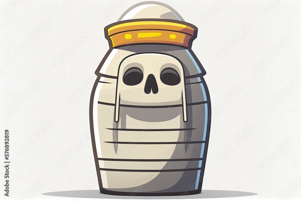 an Egyptian canopic jar as depicted in an illustration. usage in mummification and organ storage; wh